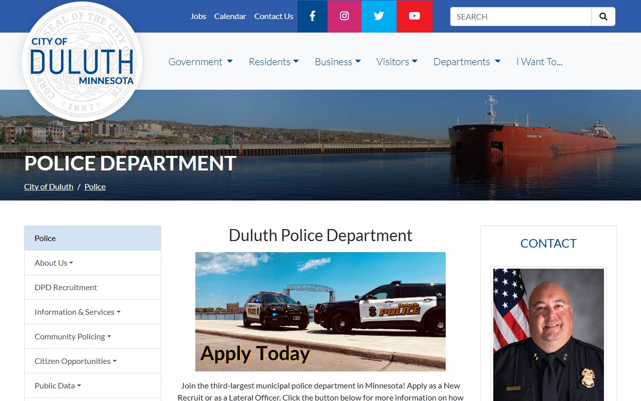 Duluth Police Department main page for DUI records