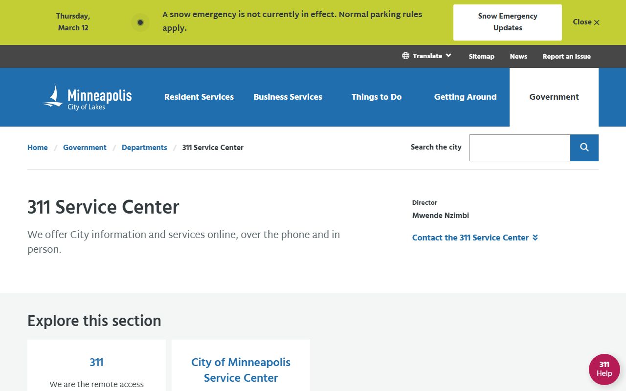 Minneapolis 311 Service Center for DUI records requests