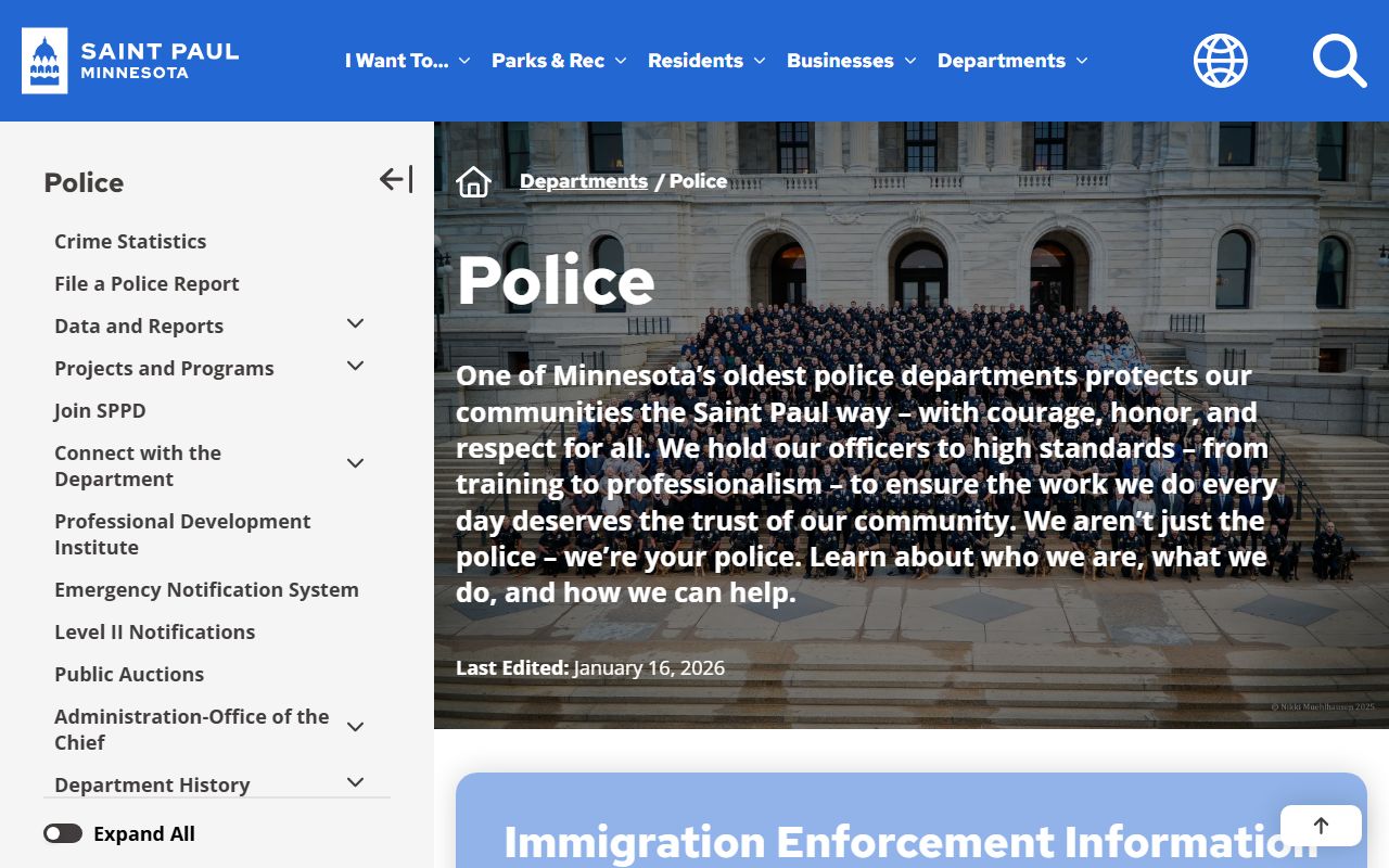 Saint Paul Police Department main page for DUI records