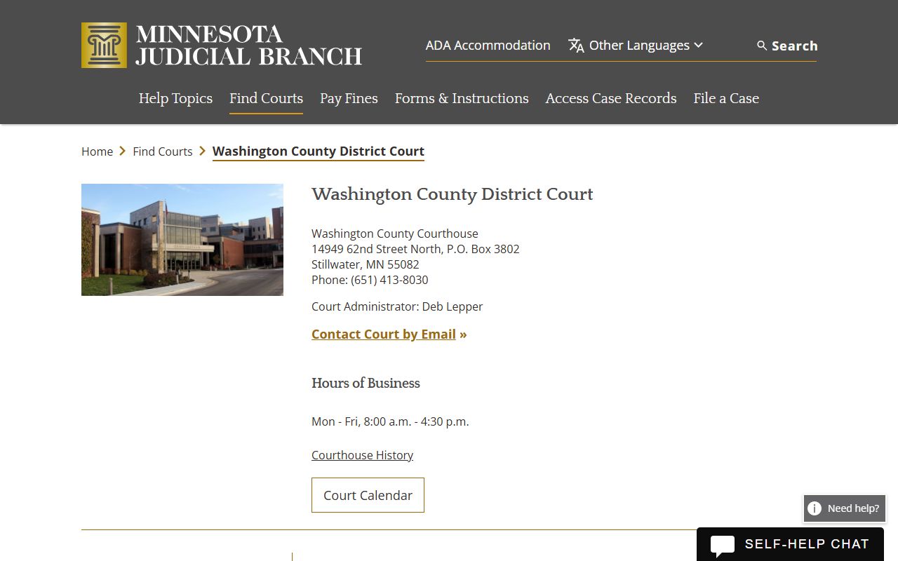 Washington County District Court for Woodbury DUI records