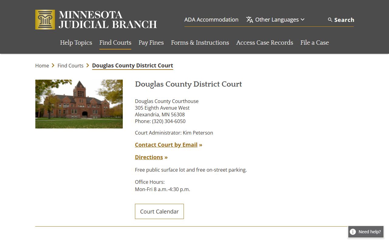 Douglas County District Court page for DUI records search