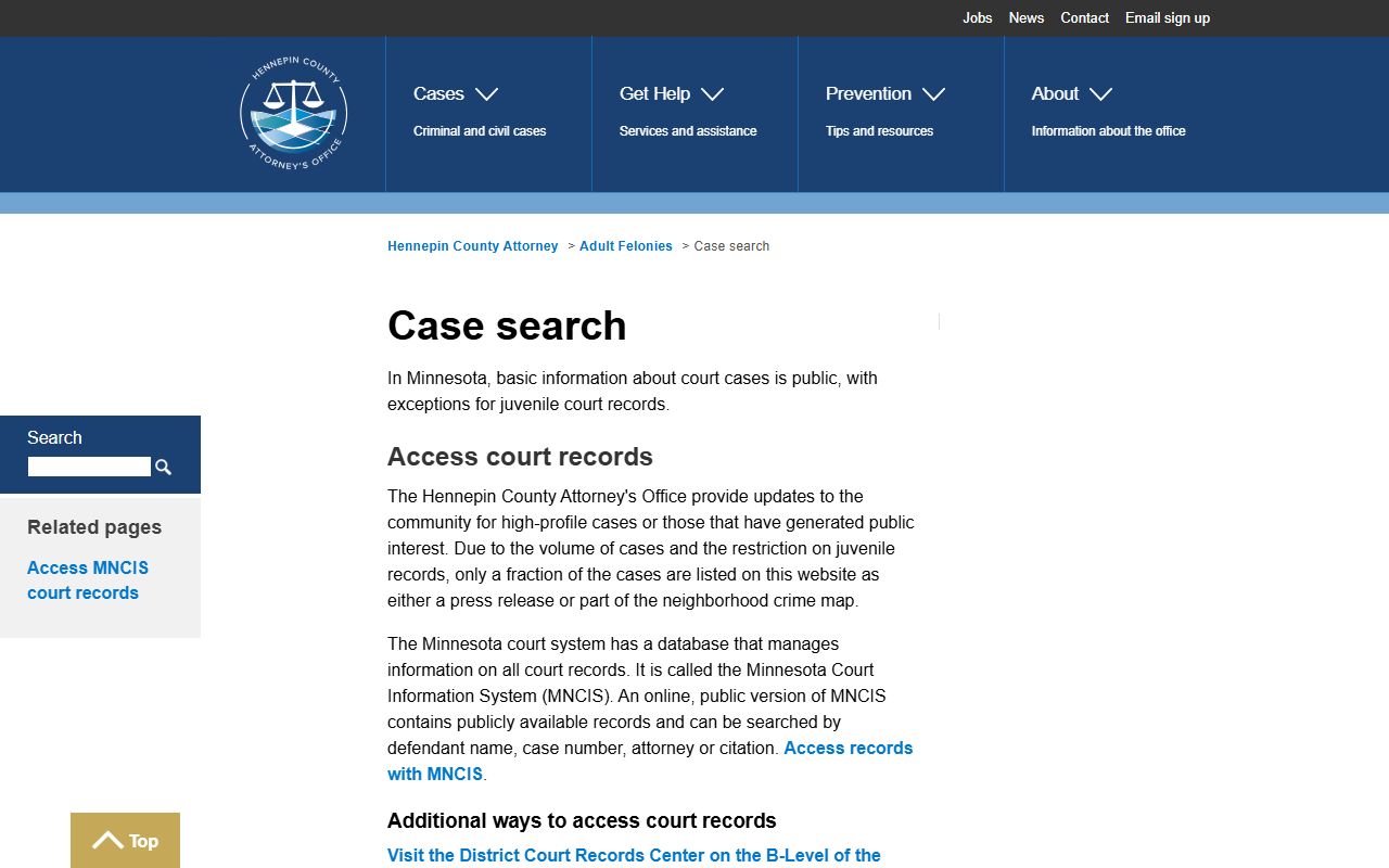 MCRO public access search for Hennepin County DUI records