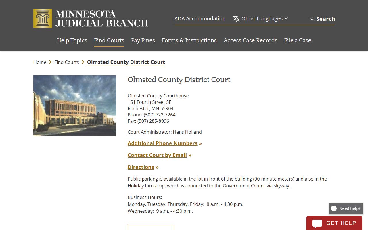 Olmsted County DUI records court page