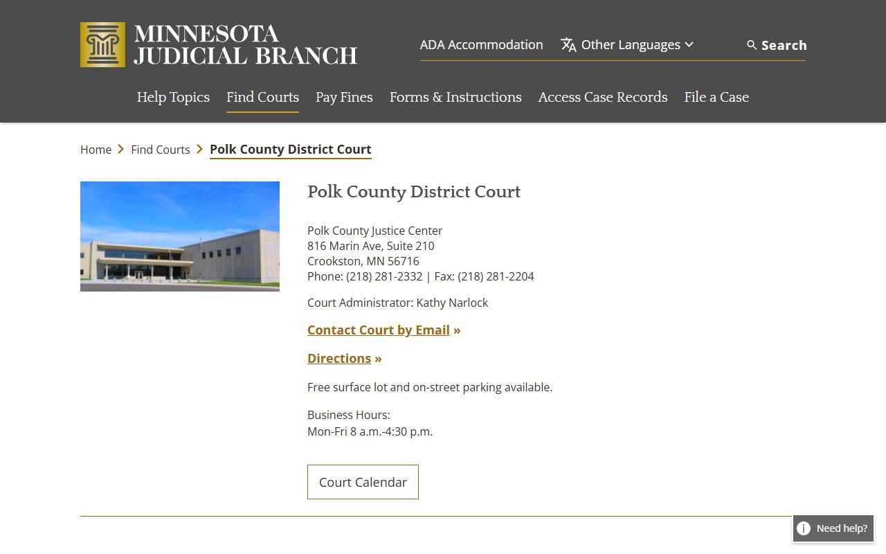 Polk County DUI records court page