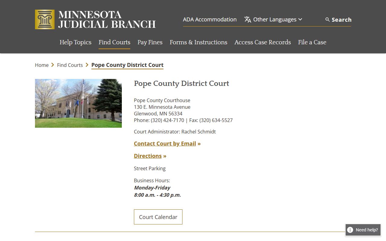 Pope County DUI records court page