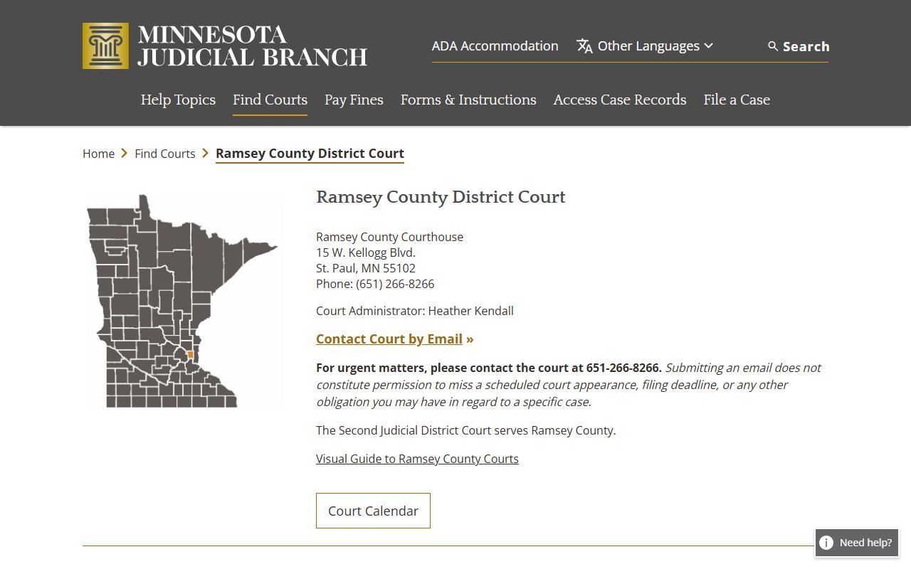 Ramsey County DUI records court page