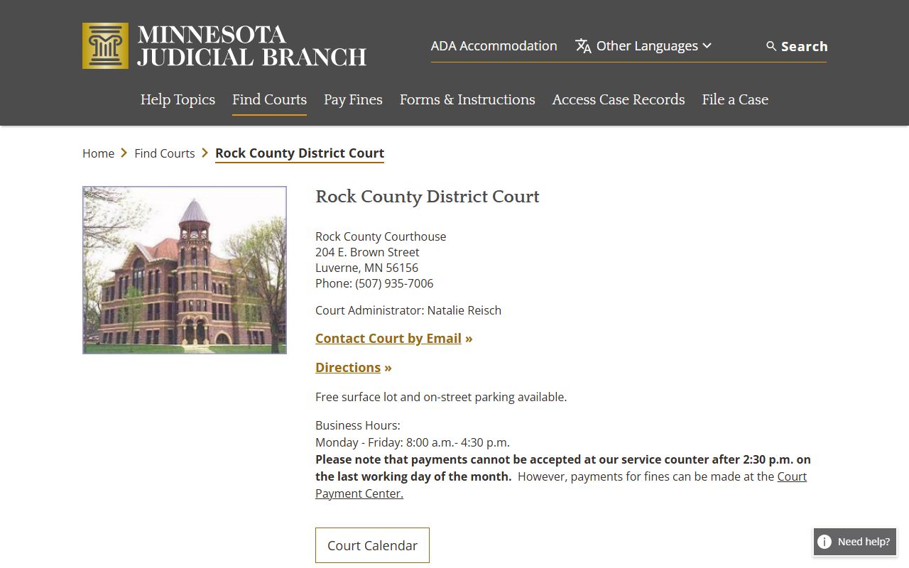 Rock County DUI records court page