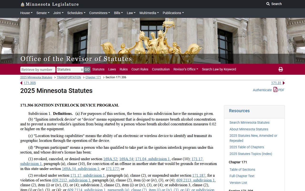 Minnesota DUI Records ignition interlock program statute