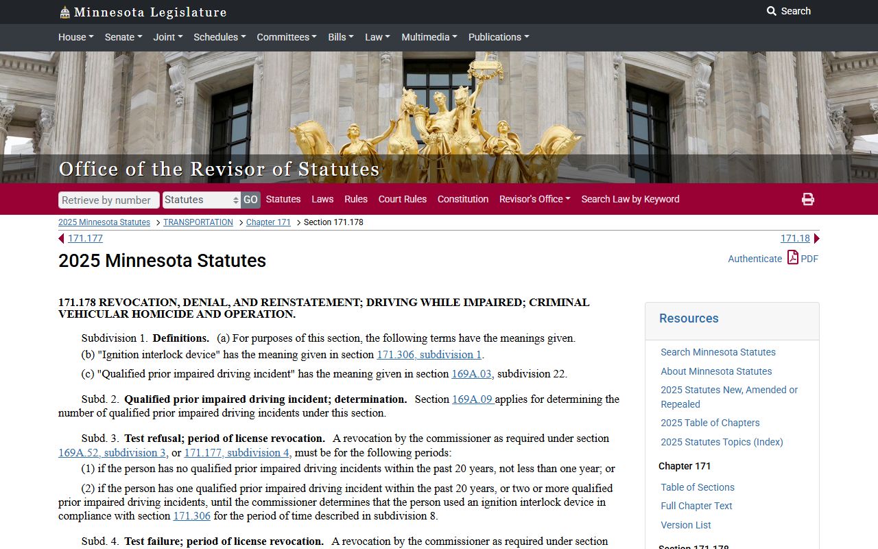 Minnesota DUI Records license reinstatement statute